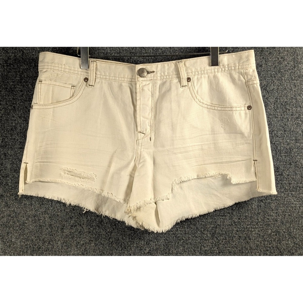 Free People White Denim Cutoff Shorts Women's W31 Distressed Raw Hem Festival
